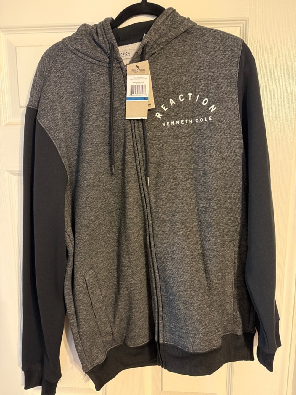 Kenneth Cole Reaction Charcoal Heather and Black Zip Hoodie